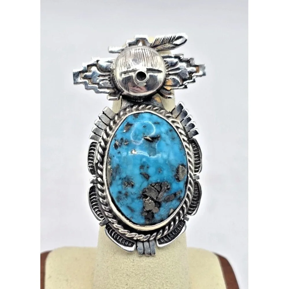 Bennie Ration Sterling Silver Turquoise Ring Size 7‎ Navajo Native 20 Gram NWOT